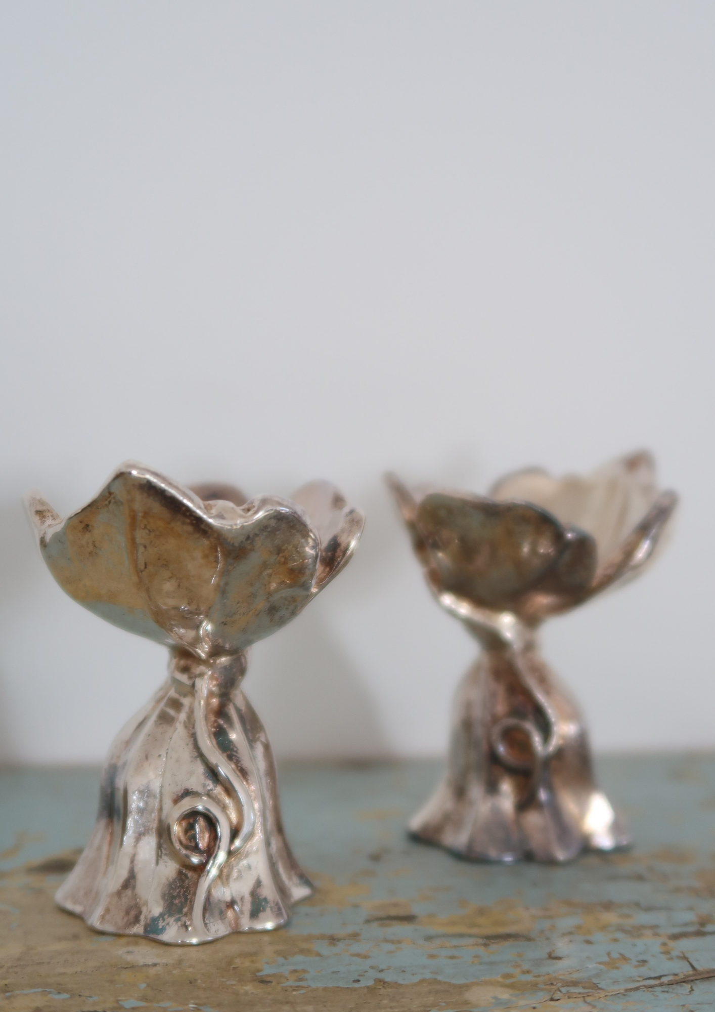 Objet ancien feuille de vigne en métal argenté