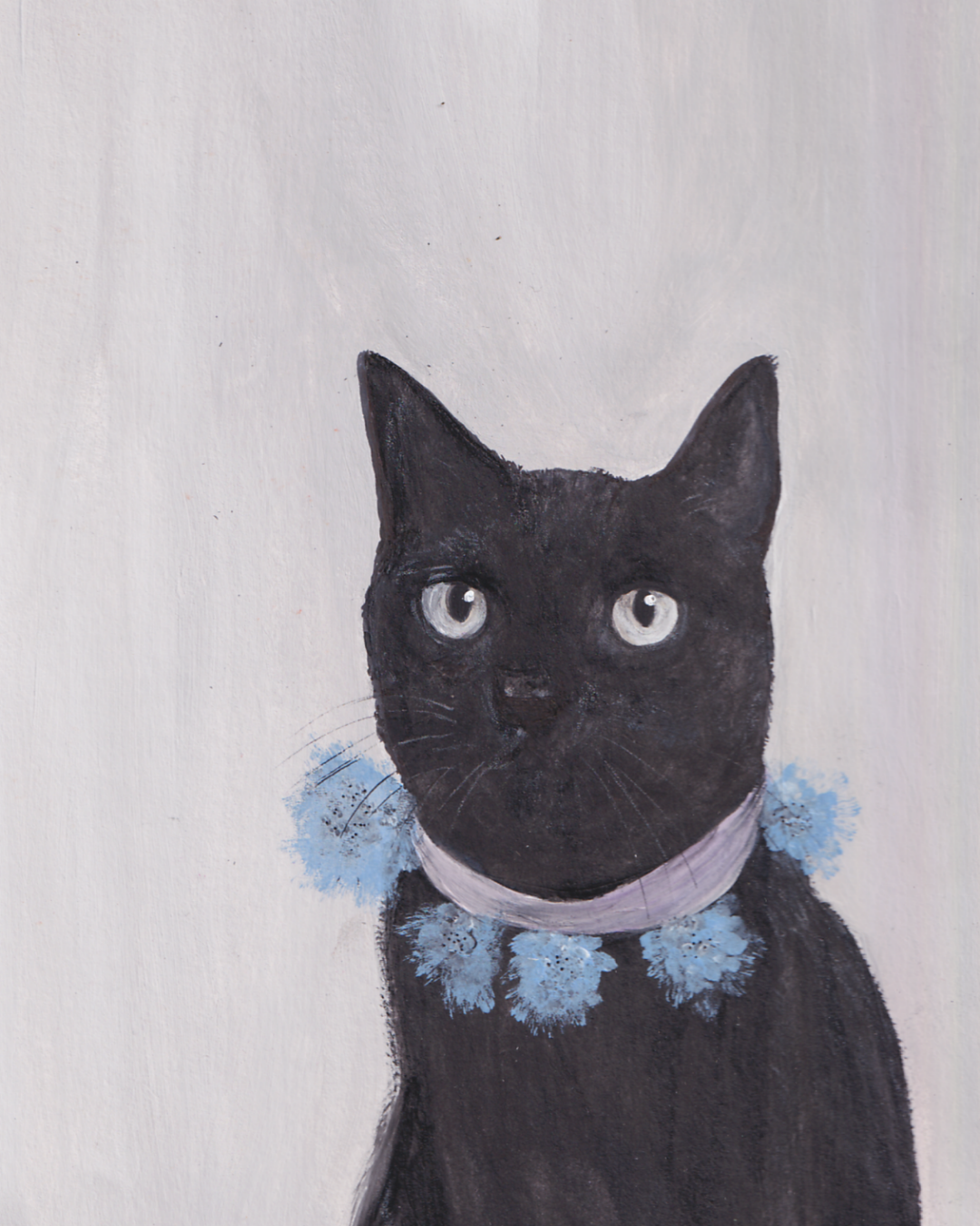 Chat noir II et couronne de fleurs