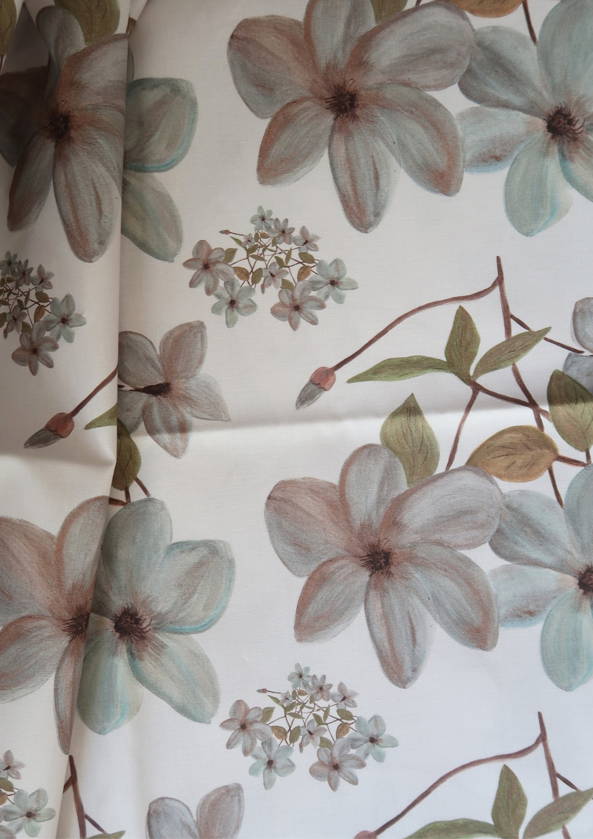 Tissu coton Fleurs Bleues