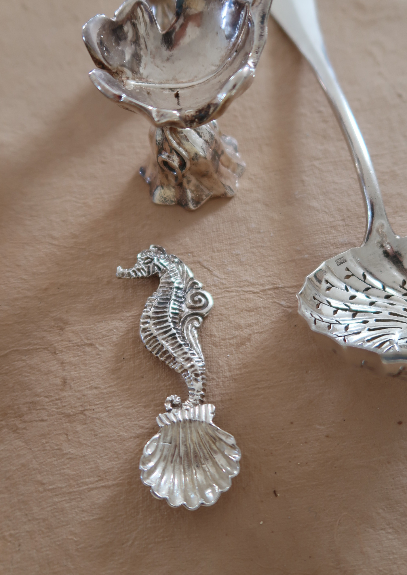 Ancienne petite cuillère en argent Hippocampe