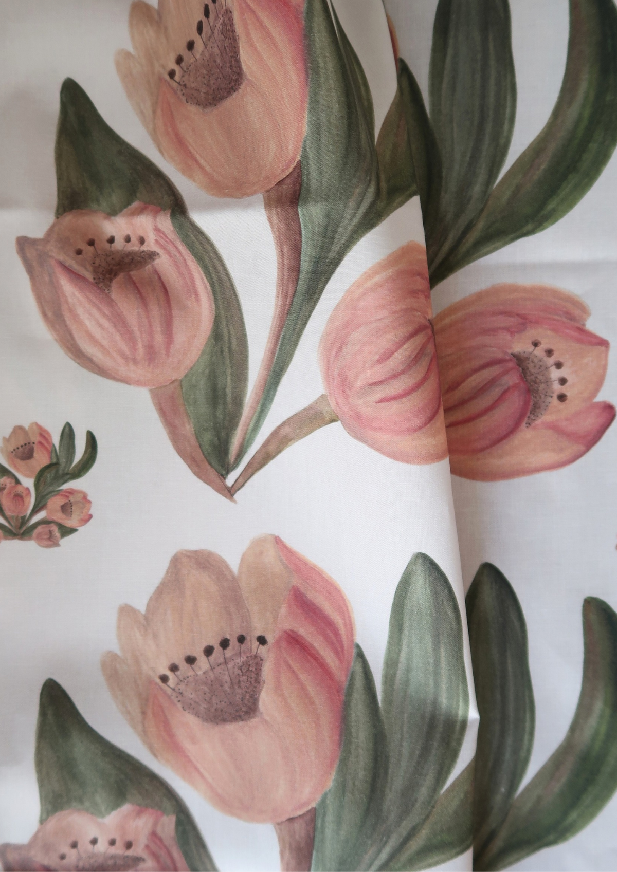 Tissu coton Tulipes vieux rose