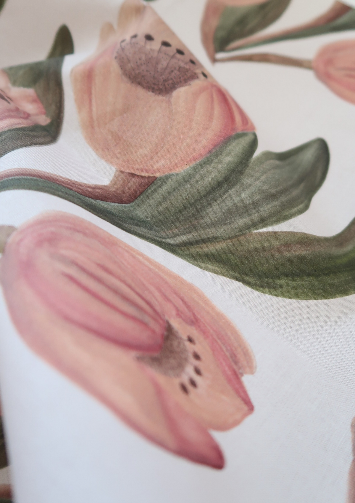 Tissu coton Tulipes vieux rose