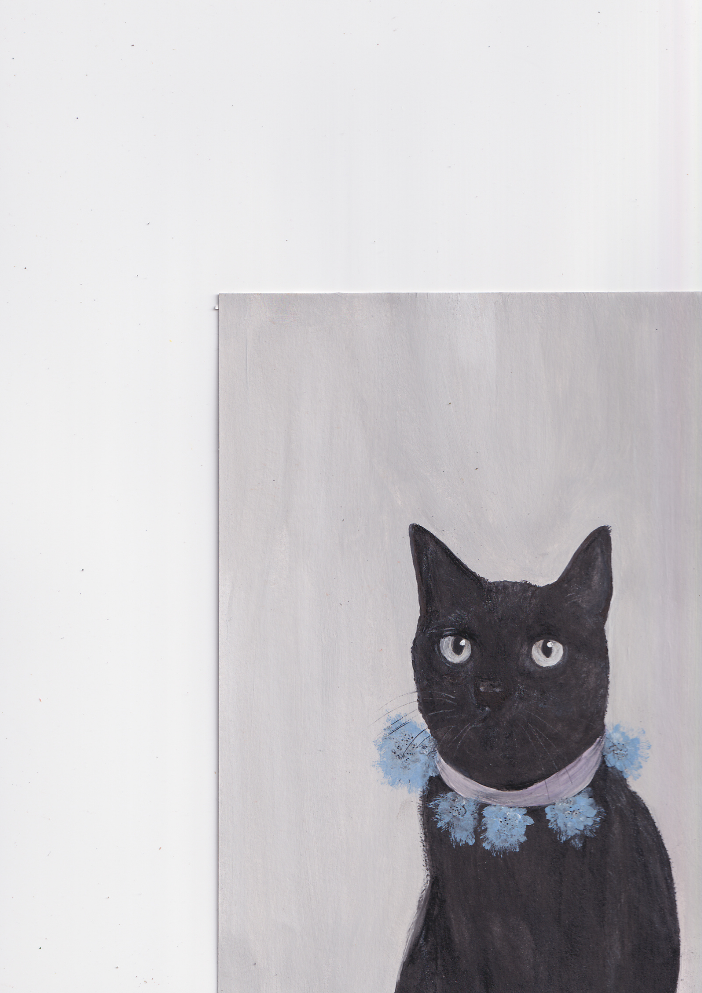 Chat noir II et couronne de fleurs