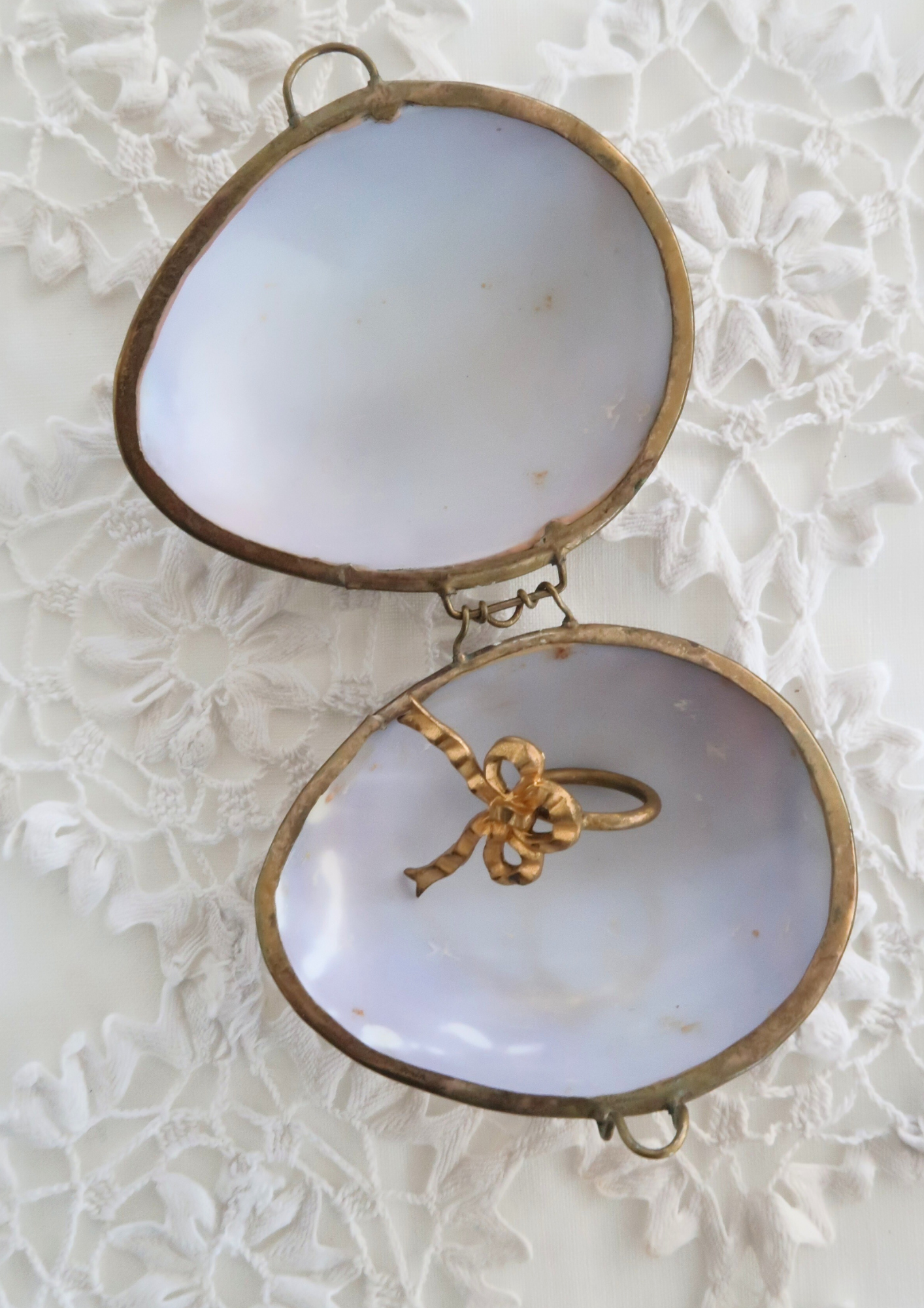 Boîte vintage coquillage naturel tacheté