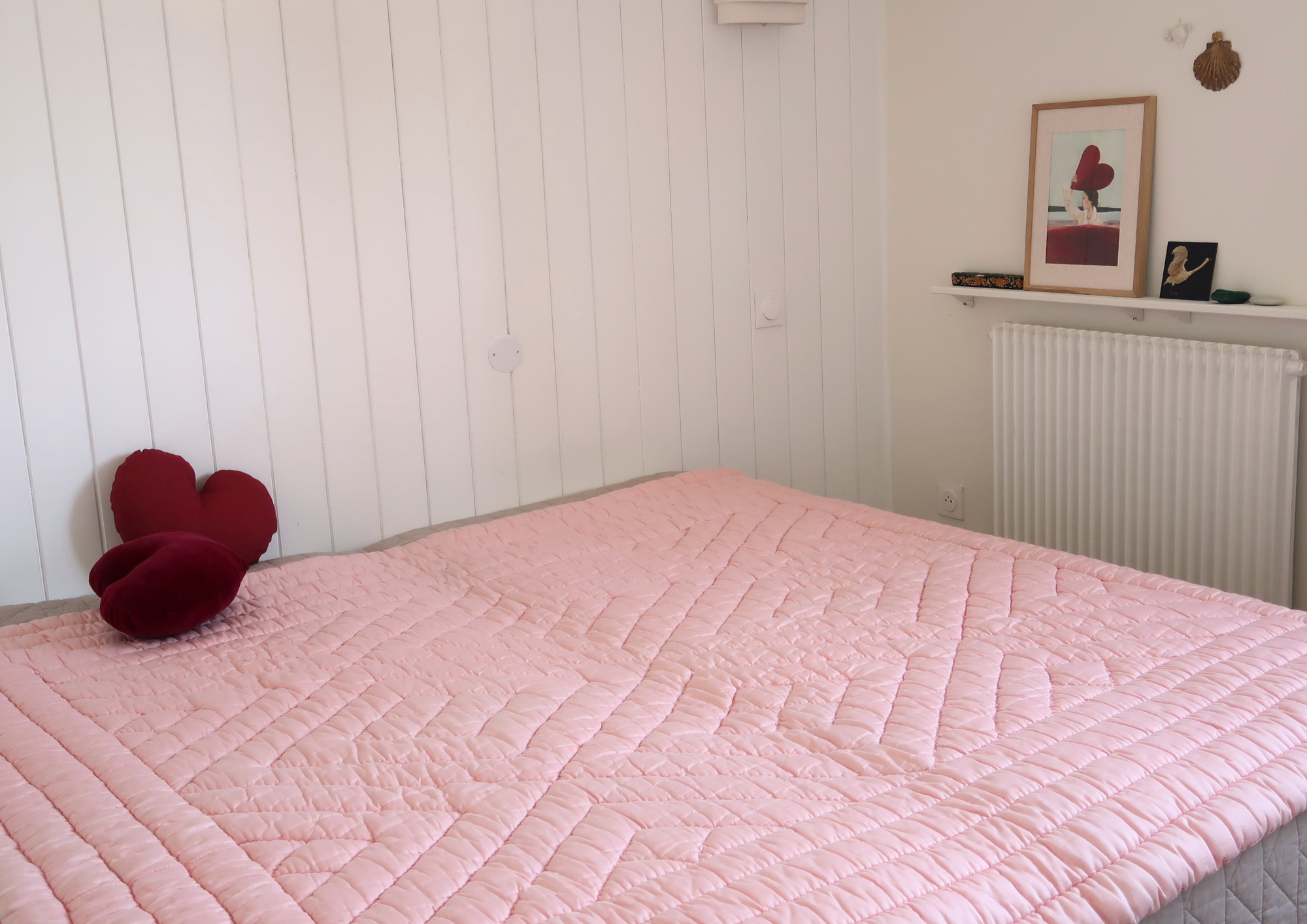 Ancien édredon couvre-lit matelassé