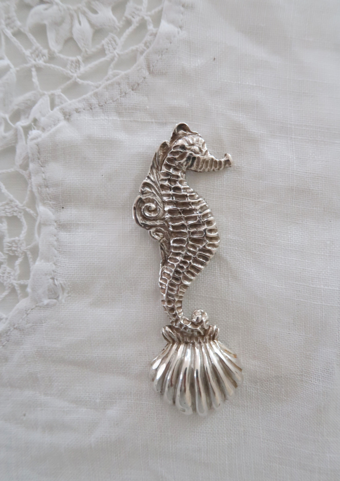 Ancienne petite cuillère en argent Hippocampe