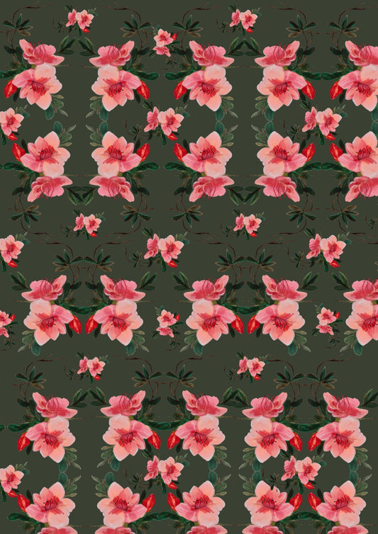 Affiche illustrée à motifs Rose d'hiver- Format A2